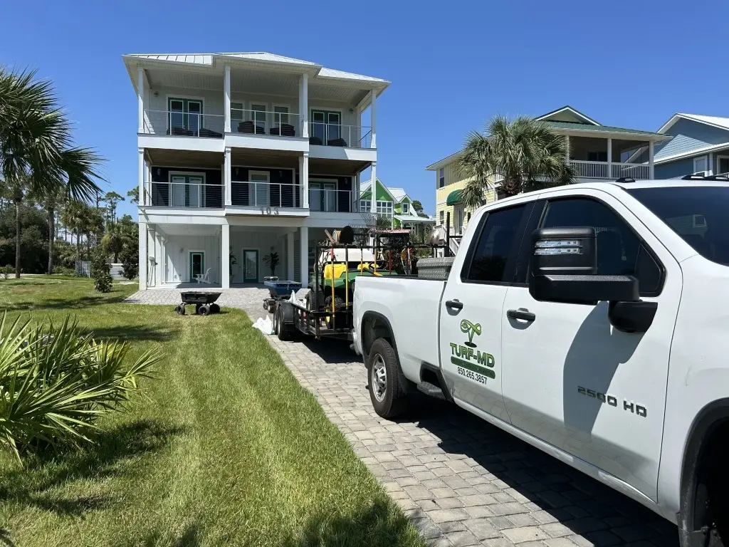Healthy, vibrant lawn from regular top dressing and lawn care